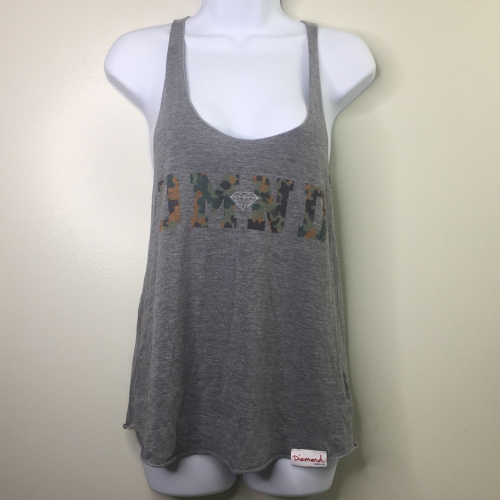 Grey and camo diamond tank top | size large